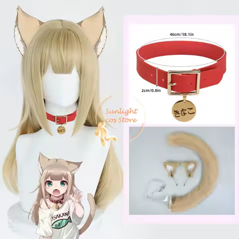 Osakana Cosplay Wig 40hara Cat Kitty 55cm Long Linen Wigs Heat Resistant Synthetic Hair Halloween Co