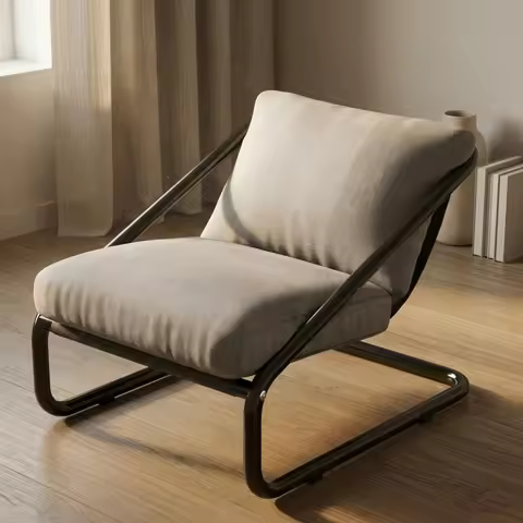 Armless Lounge Chair Padded Reclining Lounge Chair Lounger Carbon Steel Seating Furniture Black Fram