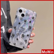 Mowin - For iPhone 11 15 Pro Max iPhone Case Silver Feather Luxury Holographic Laser Clear Case Soft TPU Nice Black Rose Compatible with iPhone 14 13 Pro max 12 Pro Max 11 XR XS 7