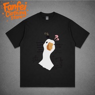 COD Fanfei Men's Oversize T-Shirt Black Short Sleeve Geometric Duck Pattern Straight Line Shortest B