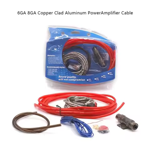 6/8GA Car Audio Amplifier Cable 60 AMP Wiring Fuse Wire Installation Cable Kit for Subwoofer Power C