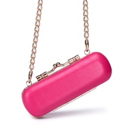 Mini Lipstick Case Leather Crossbody Portable Makeup Box Mirror Included Vertical Shape Korean Style