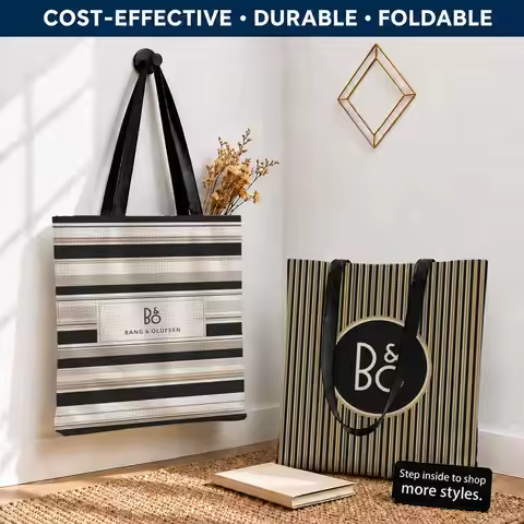 Brand logo Bang & Olufsen Storage Bags Polyester Canvas Tote Lightweight Foldable Reusable Shopping 