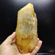 Real Golden Heller Quartz Crystal 1.35 kg (17x8x7.7 Cm.) River Natural Healing Stone Feng Shui