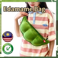 Edamame Shape Bag Green Creative Student Casual Funny Shoulder Chest