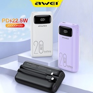Awei 22.5W Fast Charging Power Bank 20000mAh Digital Display Powerbank With Cable