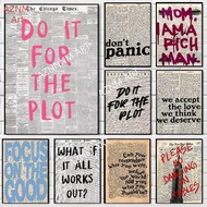 1pc Retro Newspaper Pink Popular Quote Whitepaper Poster Waterproof Paper Sticker Coffee House Bar A