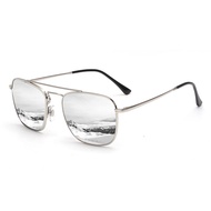Retro Square Aviator Sunglasses Premium Glass Lens Flat Metal Eyewear Men Women
