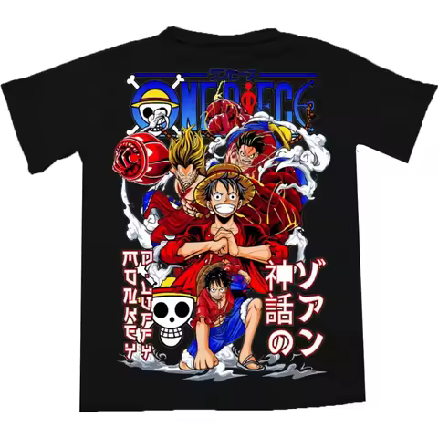 Luffy Gear 4 Anime ONE PIECE Men and Women Summer T-shirt Harajuku Retro Short Sleeve Loose Oversize