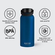 Montigo Stainless Steel Bottle 32oz SunsetCoral Marigold StoneGrey DarkTeal Black DarkBlue White Blu