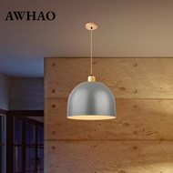 [AWHAO] Modern Farmhouse Pendant Light E27 Lamp Holder Wood Texture Ceiling Hanging Chandelier for B