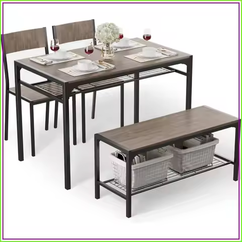 4-Piece Dining Table Set for 4, Kitchen Table with Chairs, Space-Saving Compact Design