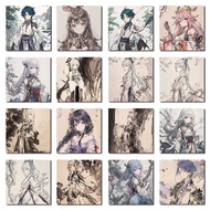 Genshin sticker 54 sheets Genshin Chinese feng shui ink sticker Laptop phone water cup iPad decorati