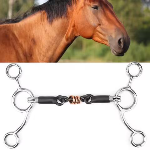 135/145mm Stainless Steel Horse Gag Chew Snaffle Bite bit Mouth Copper Ring Snaffle Tool Curb Horse 