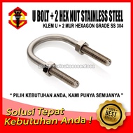 SS 304 M10 U/ Bolt 3/s8x2 1/2" U Clamp 2 1/ 2 Inch Stainless Steel