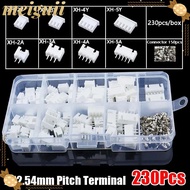 MEIGUII 230Pcs Pin Connector, Housing Kit XH2.54 2.54mm Pitch Terminal, 4 Value 2p 3p 4p 5pin Male A