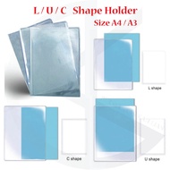 L Shape / U Shape / C Shape Clear Holder Transparent File Size A4 / A3