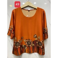 Middle-aged Women's Floral Silk Shirt with Luxurious Stone Pattern 3 Sizes 50-77kg