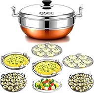 QSEC Stainless Steel Idly Cooker Multi Kadai Idli And Dhokla Steamer & Idli Cooker With 7 Plates|Min