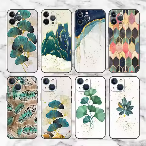 Luxury Gold Foil Art Case For Apple iPhone 11 15 13 14 Pro Max 12 Plus X 15Pro Black Silicone Phone 