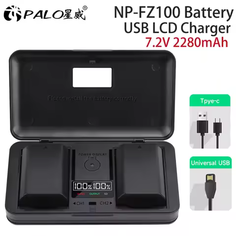 NP-FZ100 NPFZ100 np fz100 Battery+LCD Charger Case for Sony a9 A9M2 a7R III a7c a7iv III A6600 A7m3 