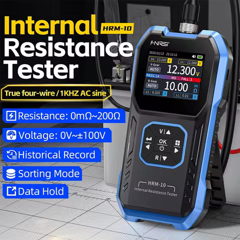 FNIRSI HRM-10 Handheld Resistance Battery Tester Meter Internal Resistance Test Sorting Mode Data Ex