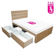 SEA HORSE Bed Frame with 2 Drawers in Wooden Color for Super Single Size! Free Installation!