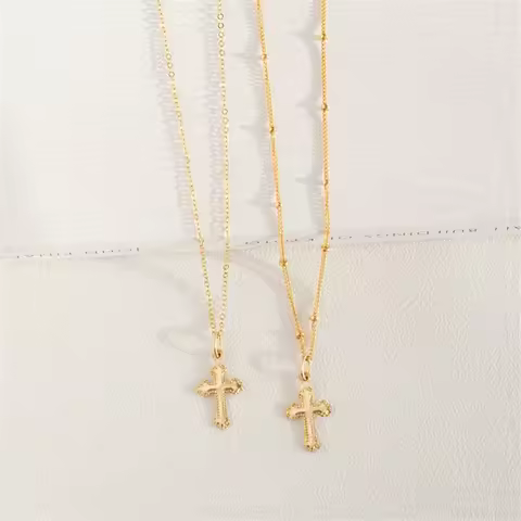 Cross Pendants Necklace 14K Gold Filled Cross Jewelry Gold Choker Minimalism Necklace Collier Femme 