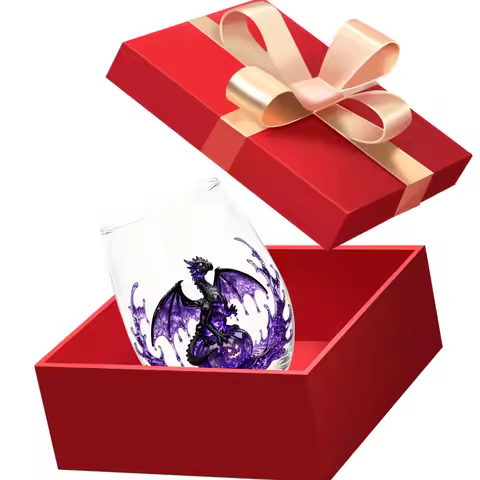 Halloween Pumpkin 2D Dragon Stemless 400ml Glass Handleless Tumbler Cocktail Juice Festive Party Dri