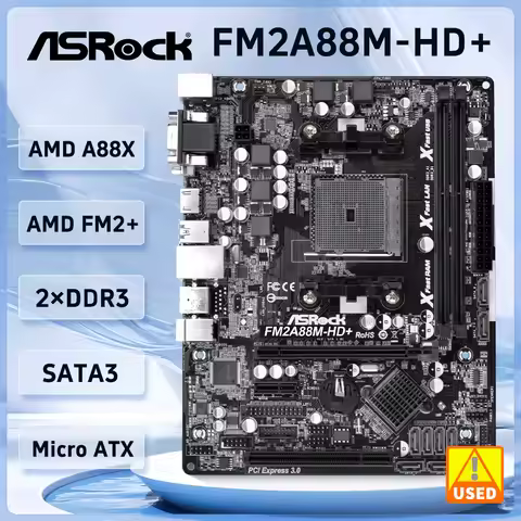 ASRock Motherboard FM2A88M-HD+ Socket FM2 FM2+ AMD A88X 2×DDR3 PCI-E 3.0 USB3.0 Micro ATX support A8