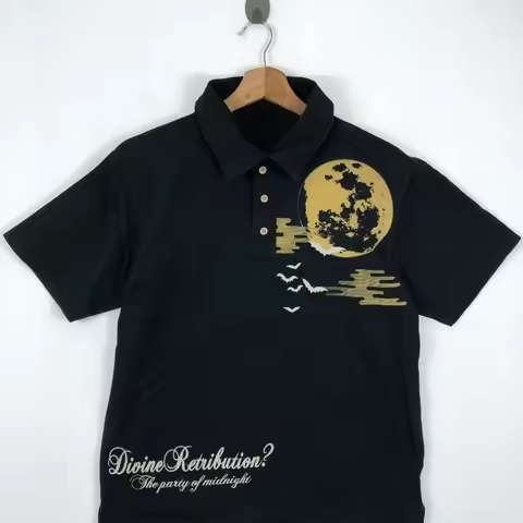 Japanese Brand SUKAJAN DEVINE RETRIBUTION Polo Shirt Men's Polo Summer Letter Printed T-shirt Americ