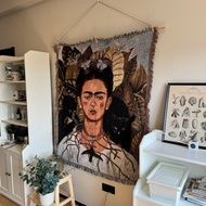Mexican Painter Frida Carlo Frida Kahlo Monkey and Self-Portrait Tapestry Sofa Blanket
