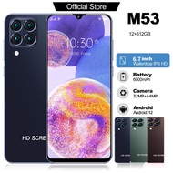 M53 6.7 inches full screen cheap mobile phone big ram 64gb 256GB 128GB 512GB cheapest android phone 4g 5g smart phone 13+48MP HD camera cheap mobile phone release, latest original