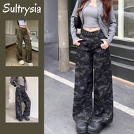 SultrySia Women's Jeans Loose High Waist Camouflage Military Pattern Pants Very Fashion S-XL 1822-NZ
