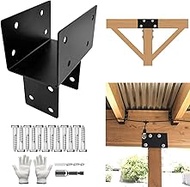 VOTWOOFV 3-Way Pergola Brackets,Heavy Duty Tee Post Cap Tie Woodwork DIY Brackets for 4x4 4x6(Actual