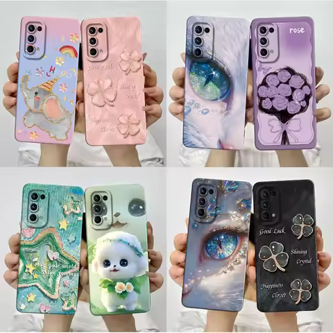 For Oppo Reno5 Pro 5G Case Pretty Flower Butterfly Soft Silicone Case For Oppo Reno 5 K 5K Cases Fin