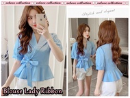 MJ Blouse Formal Atasan Wanita Lady Crepe L XL Korean Blus Baju Kerja Wanita