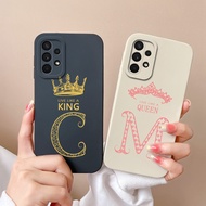 For Samsung Galaxy A32 5G Case Advanced Sense Luxury Crown Letters Pattern Square Liquid Silicone Back Cover For SamsungA32 A 32 5G Fashion Shockproof Shell