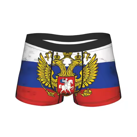 Russia Flag Trunk 3D Pouch Underwear Hot Sale Pattern Boxer Brief Novelty Men's Panties Plus Size