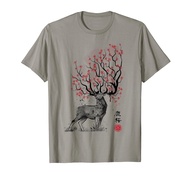 Sakura Deer tree japan sumi-e art t-shirt