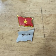 2 Vietnamese flag badges size 3*4.5cm, red flag lapel badge with yellow star pin