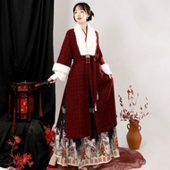 原創尋霜雪漢服女中國風漢元素大衣上衣馬面裙套裝8977