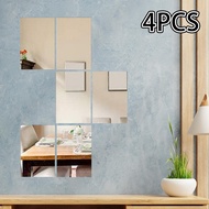 [Prettyia11] 4 Pieces Mirror Sticker Wall Decal Mirror,Easy to Install,Mirror Sheets Mirror Tiles for Door Living Room