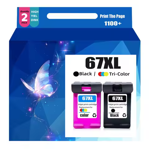 67XL Ink Cartridges Black and Color Replacement for Ink 67 67XL Ink Cartridges Combo Pack Work with