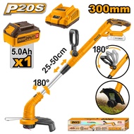 INGCO เครื่องตัดหญ้า เล็มหญ้า ไร้สาย 20V รุ่น CGTLI20018 (เครื่องเปล่า)  และชุดแบตเตอร์รี่และที่ชาร์