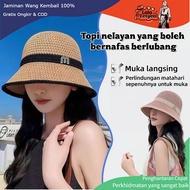 Model Baharu 2025 Funky Hat Woman Surat Fisherman Hat Topi Jerami Tenunan Pelindung Matahari Boleh L