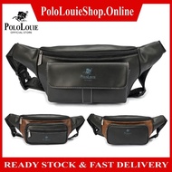 Original Polo Louie Durable Faux Leather Two-Tone Waist Bag For Men Adjustable Fanny Pack Travel Cro