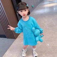 Fashion Rabbit Baby Girls T Shirt Dress for 1-8Y Kids Baju Skirt with Doll Gaun Budak Perempuan 兔子 女