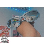 HEYMOU SPORTY Y2K SILVER MIRROR GLASSES - GREY FRAME GLASSES