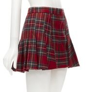 RED VALENTINO 100% virgin woo red tartan plaid high waist skorts IT38 XS